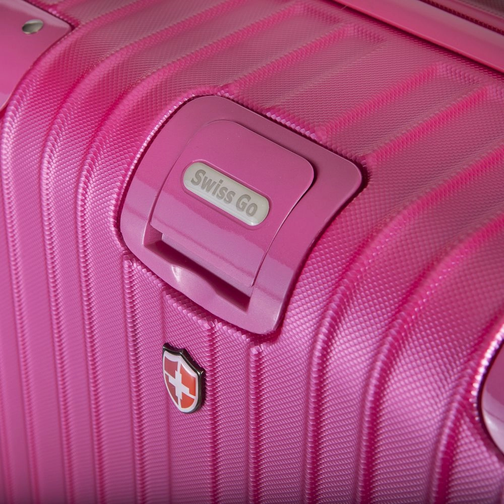 Mala de Bordo Pequena para Viagem em Abs Swiss Go Suiça Cadeado Integrado Rodas Giro 360º Rosa
