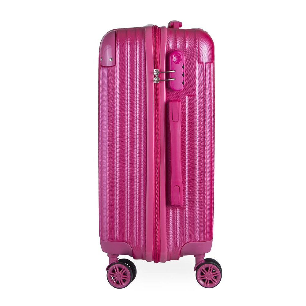 Mala de Bordo Pequena para Viagem em Abs Swiss Go Suiça Cadeado Integrado Rodas Giro 360º Rosa