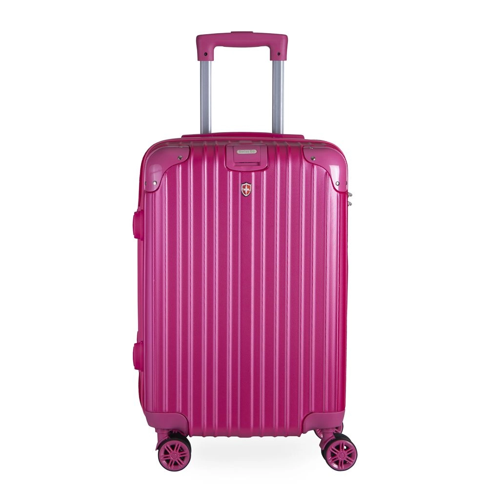 Mala de Bordo Pequena para Viagem em Abs Swiss Go Suiça Cadeado Integrado Rodas Giro 360º Rosa