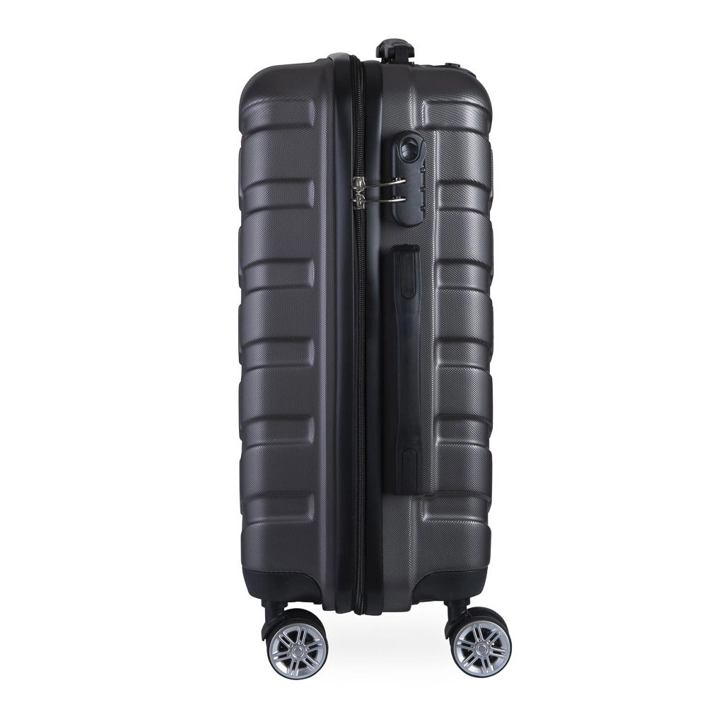 Mala de Bordo Pequena para Viagem em Abs Swiss Go Viena Cadeado Integrado Rodas Giro 360º Cinza