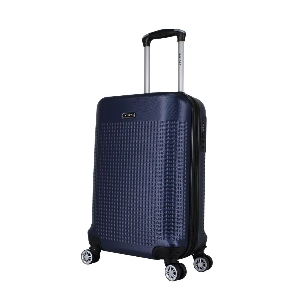 Mala de Bordo Pequena para Viagem em Abs Yins 21112 Cadeado Integrado Rodas 360 Azul Marinho