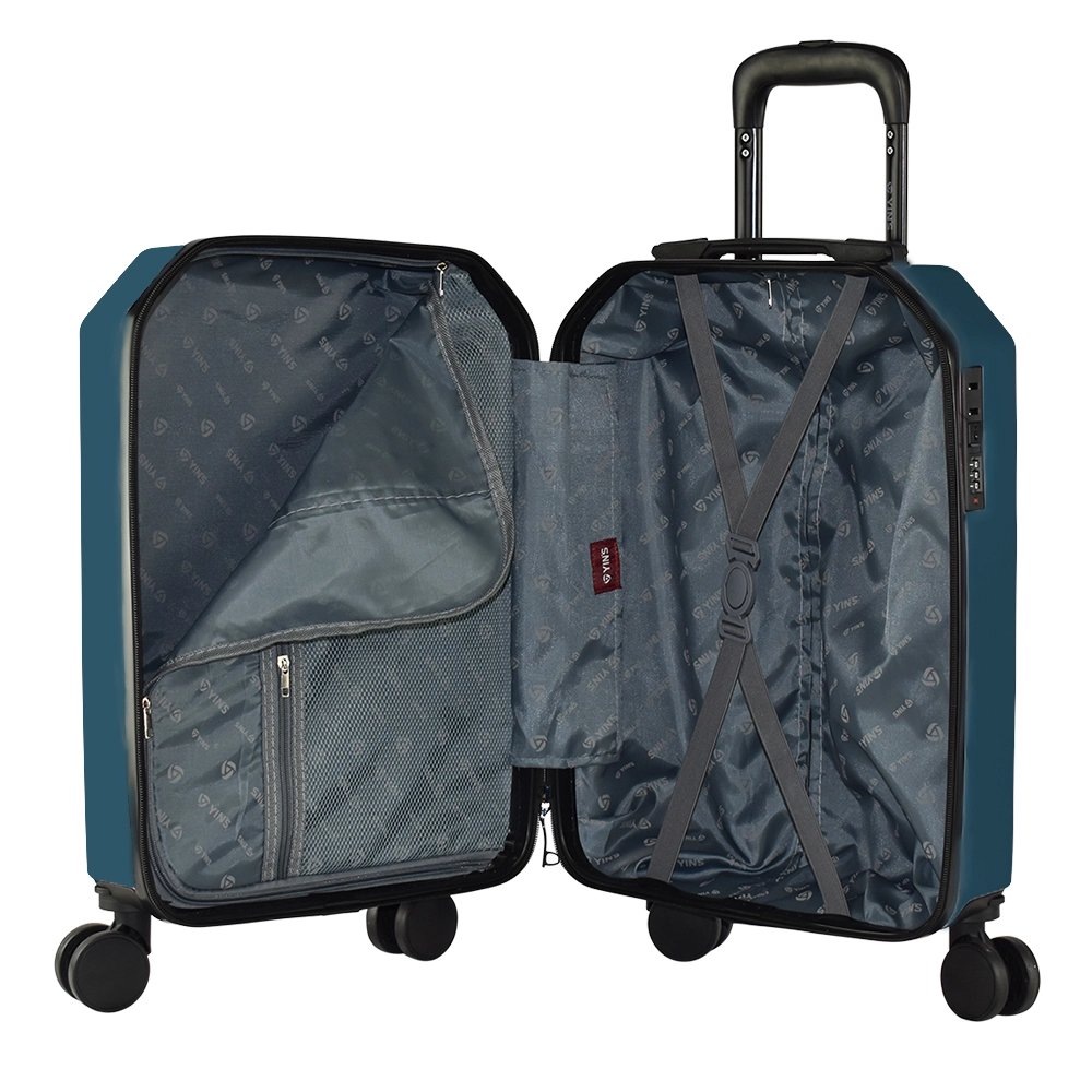 Mala de Bordo Pequena para Viagem em Abs Yins Angle 21162 Cadeado Integrado Rodas Giro 360 Azul