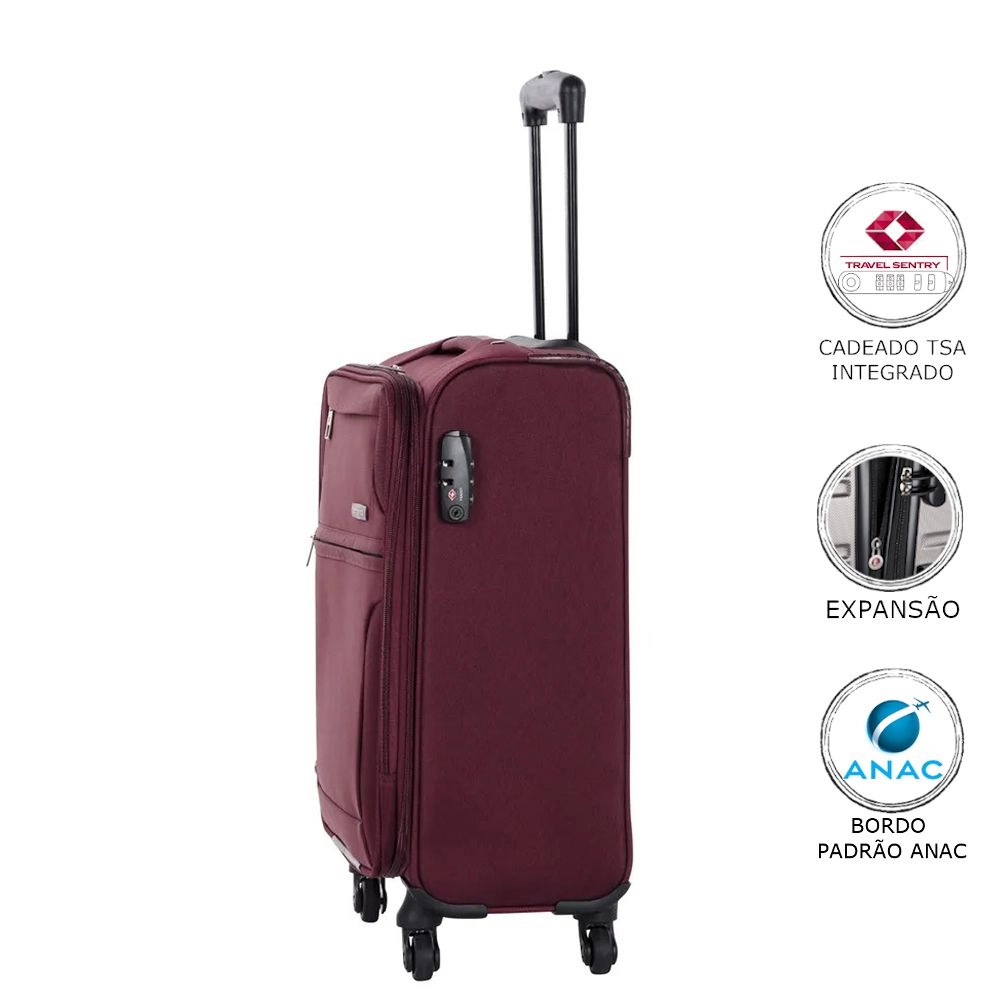 Mala de Bordo Samsonite Bahia Poliéster Expansível Tsa Vinho