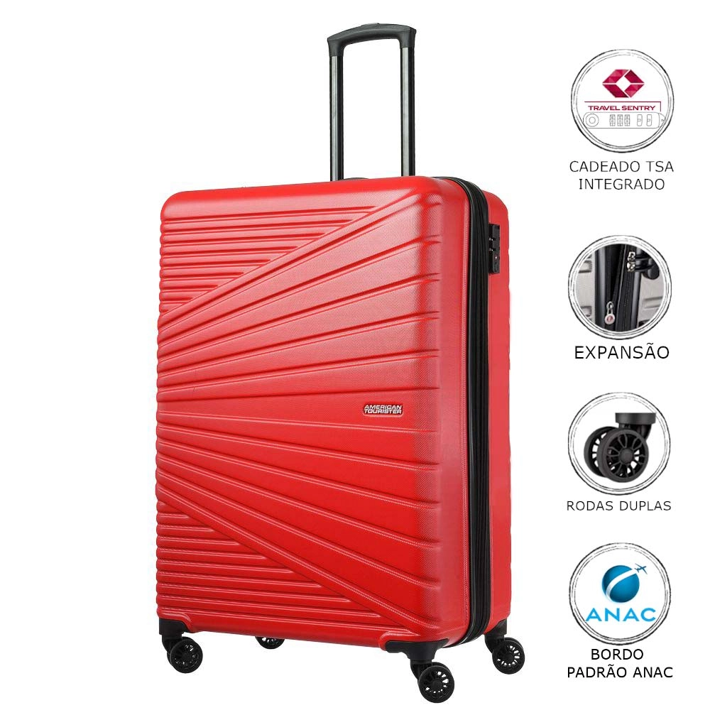 Mala de Bordo American Tourister By Samsonite Recife ABS Tsa Vermelha