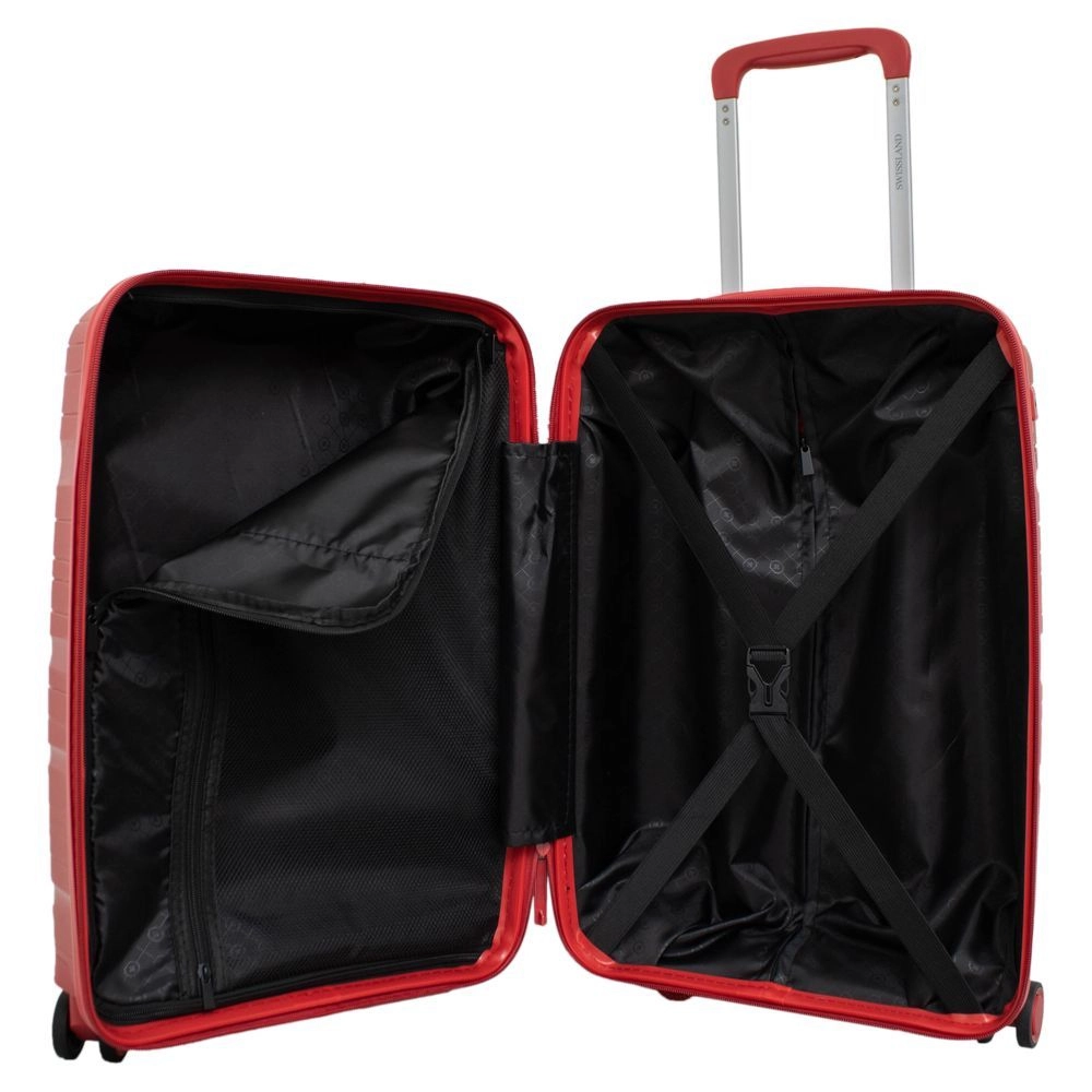 Mala de Bordo Polipropileno para Viagem Swissland YS21196 Cadeado Tsa Rodas Duplas 360 Vermelho