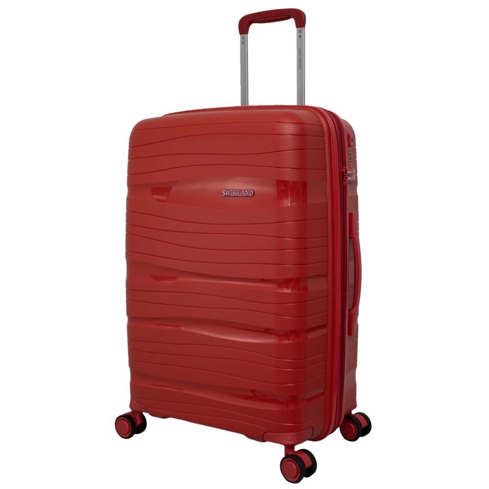 Mala de Bordo Polipropileno para Viagem Swissland YS21196 Cadeado Tsa Rodas Duplas 360 Vermelho