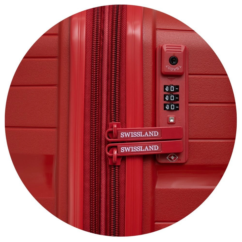 Mala de Bordo Polipropileno para Viagem Swissland YS21196 Cadeado Tsa Rodas Duplas 360 Vermelho