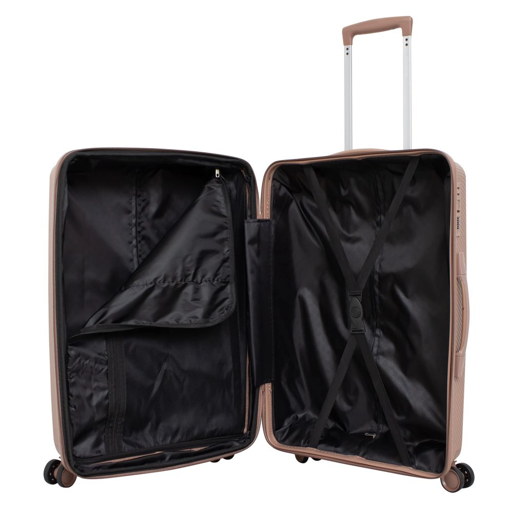Mala de Bordo Polipropileno para Viagem Yins 21206 Cadeado Tsa Rodas Duplas Giro 360 Rose