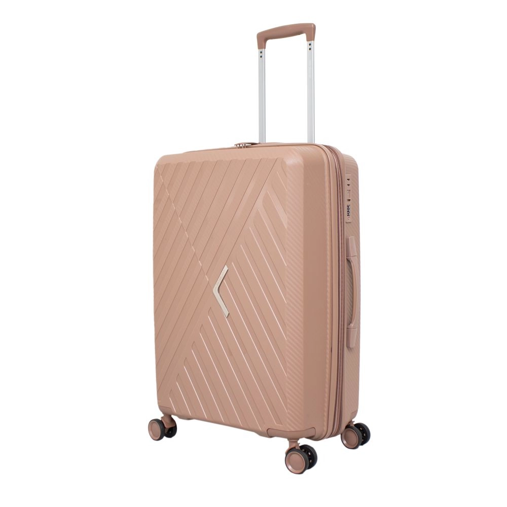 Mala de Bordo Polipropileno para Viagem Yins 21206 Cadeado Tsa Rodas Duplas Giro 360 Rose