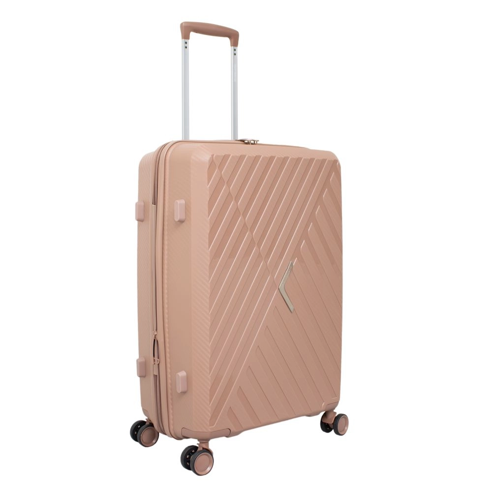 Mala de Bordo Polipropileno para Viagem Yins 21206 Cadeado Tsa Rodas Duplas Giro 360 Rose