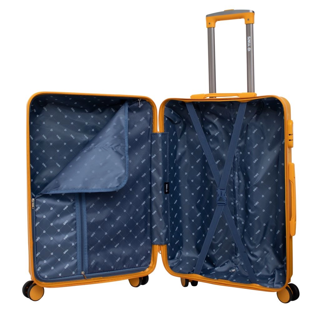 Mala de Viagem Grande Abs Yins 21203 Cadeado Integrado Rodas Duplas Giro 360 Laranja