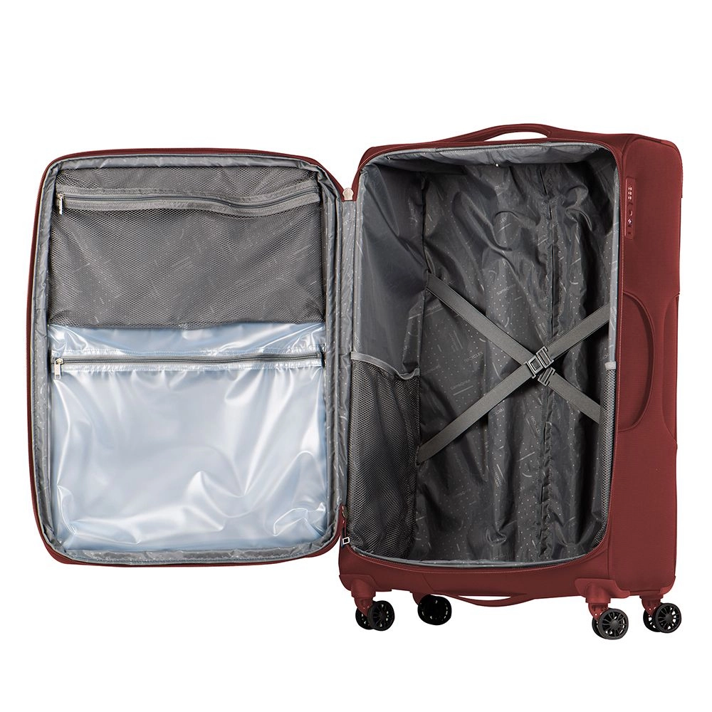Mala de Viagem Grande em Poliester Samsonite Kick Air Cadeado Tsa e Rodas Duplas 360º Vermelha
