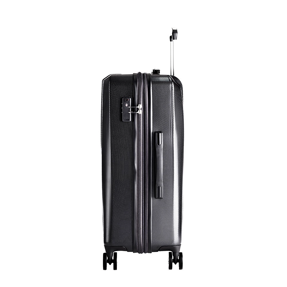 Mala de Viagem Grande Expansível em Policarbonato Samsonite Derby Cadeado Tsa e Rodas Duplas Preta