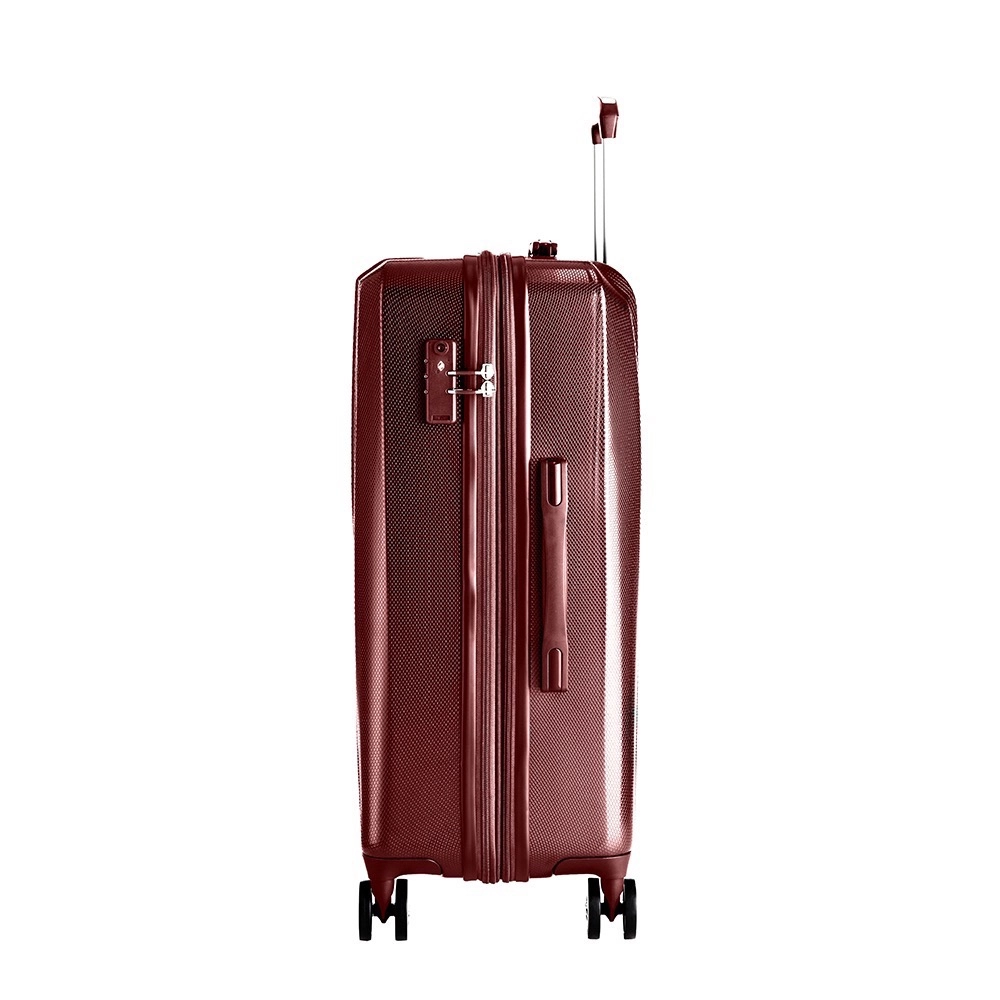 Mala de Viagem Grande Expansível em Policarbonato Samsonite Derby Cadeado Tsa e Rodas Duplas Vermelha