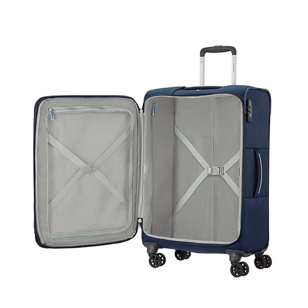 Mala de Viagem Grande Expansível Poliester Samsonite Popsoda Cadeado Tsa e Rodas Duplas Azul Marinho