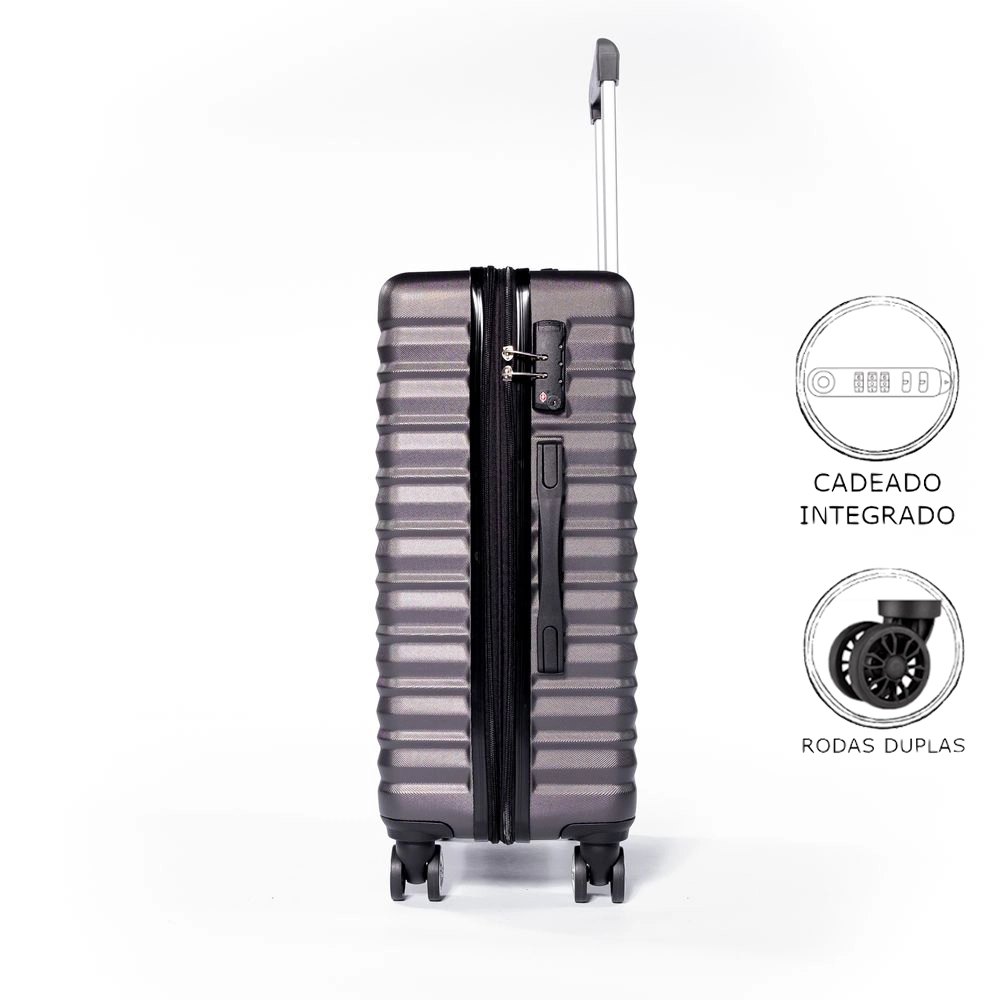 Mala de Viagem Grande Expansível Vilabon VB00127 Abs Cadeado Tsa Rodas Duplas Grafite