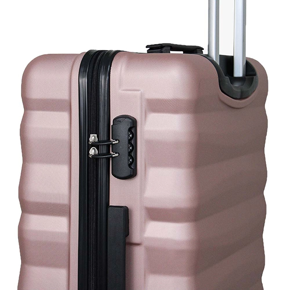 Mala de Viagem Média Abs Yins 21089 Cadeado Embutido Rodas Giro 360º Rosê