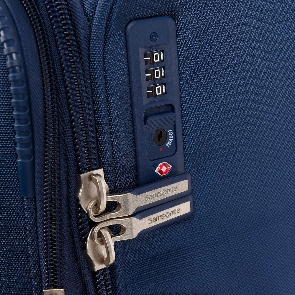 Mala de Viagem Media em Poliester Samsonite Kick Air Cadeado Tsa e Rodas Duplas 360 Azul