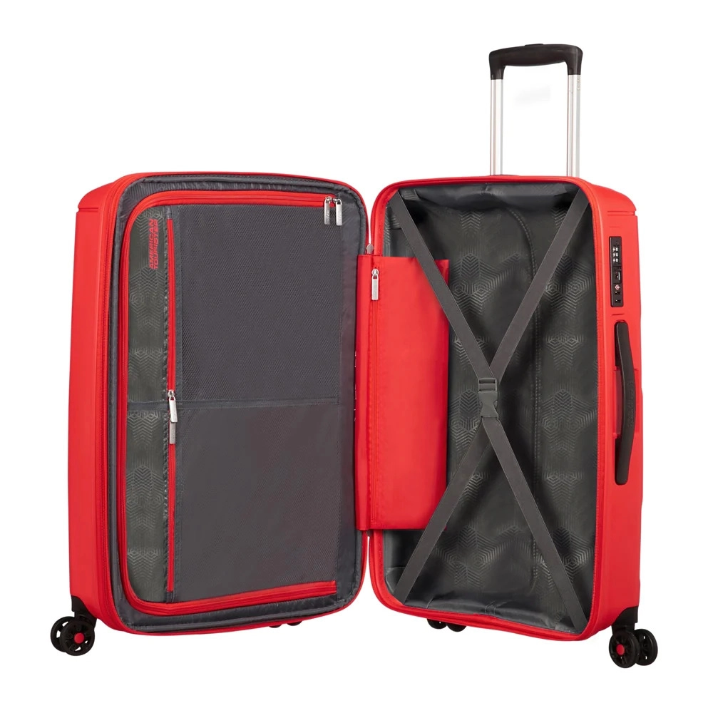 Mala de Viagem Media em Polipropileno American Tourister By Samsonite Sunside Cadeado Tsa Vermelho