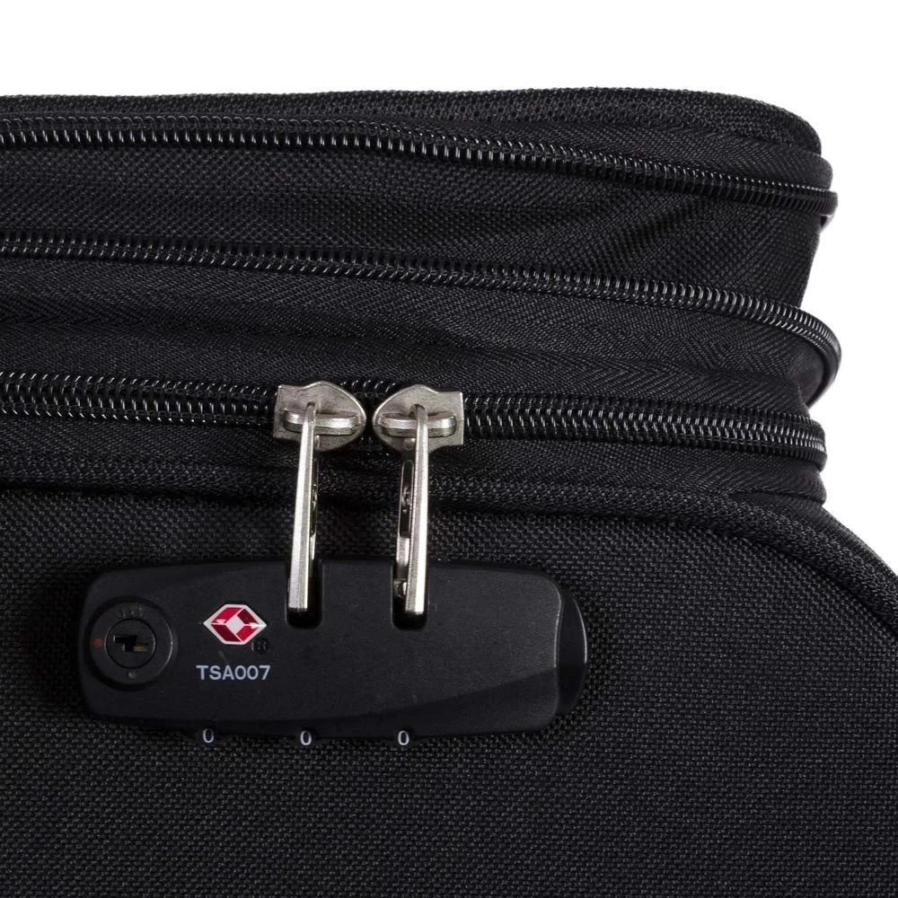Mala de Viagem Media Expansível Poliester Samsonite Bahia Cadeado Tsa Rodas 360 Preta