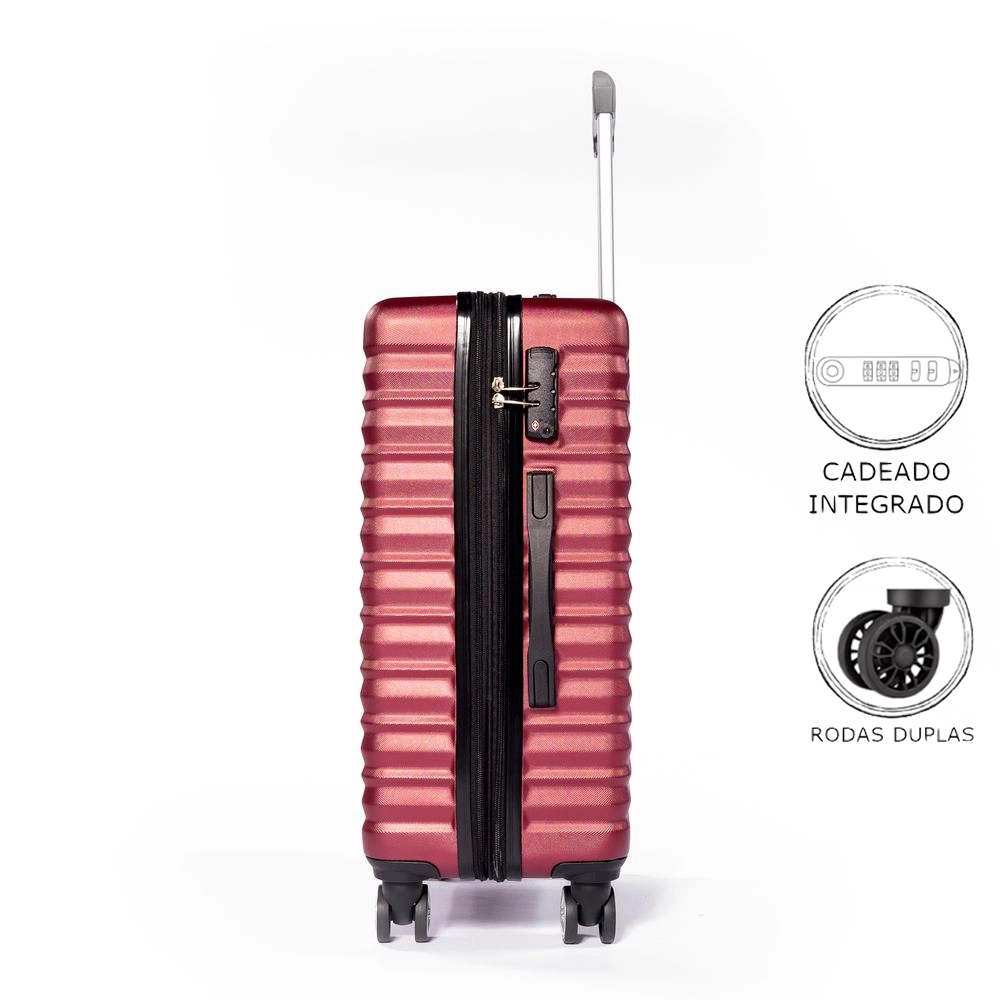 Mala de Viagem Media Expansível Vilabon VB00123 Abs Cadeado Tsa Rodas Duplas 360 Vinho