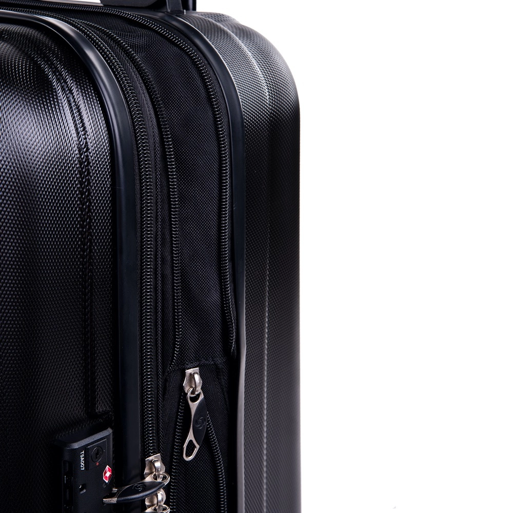 Mala de Viagem Media Expansivel Samsonite Fiero Cadeado Tsa e Rodas Duplas Preta