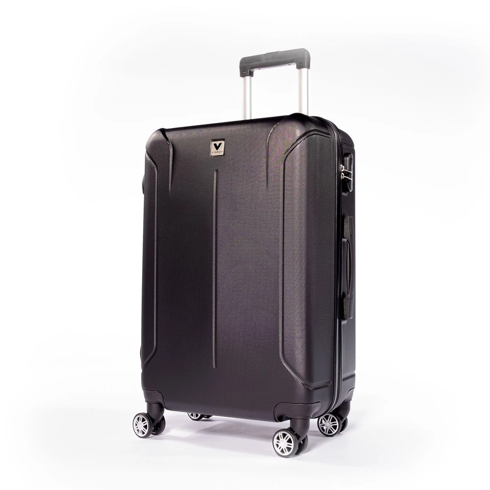 Mala de Viagem Media Vilabon Vb0223 Abs Cadeado Integrado Rodas Duplas 360 Preto