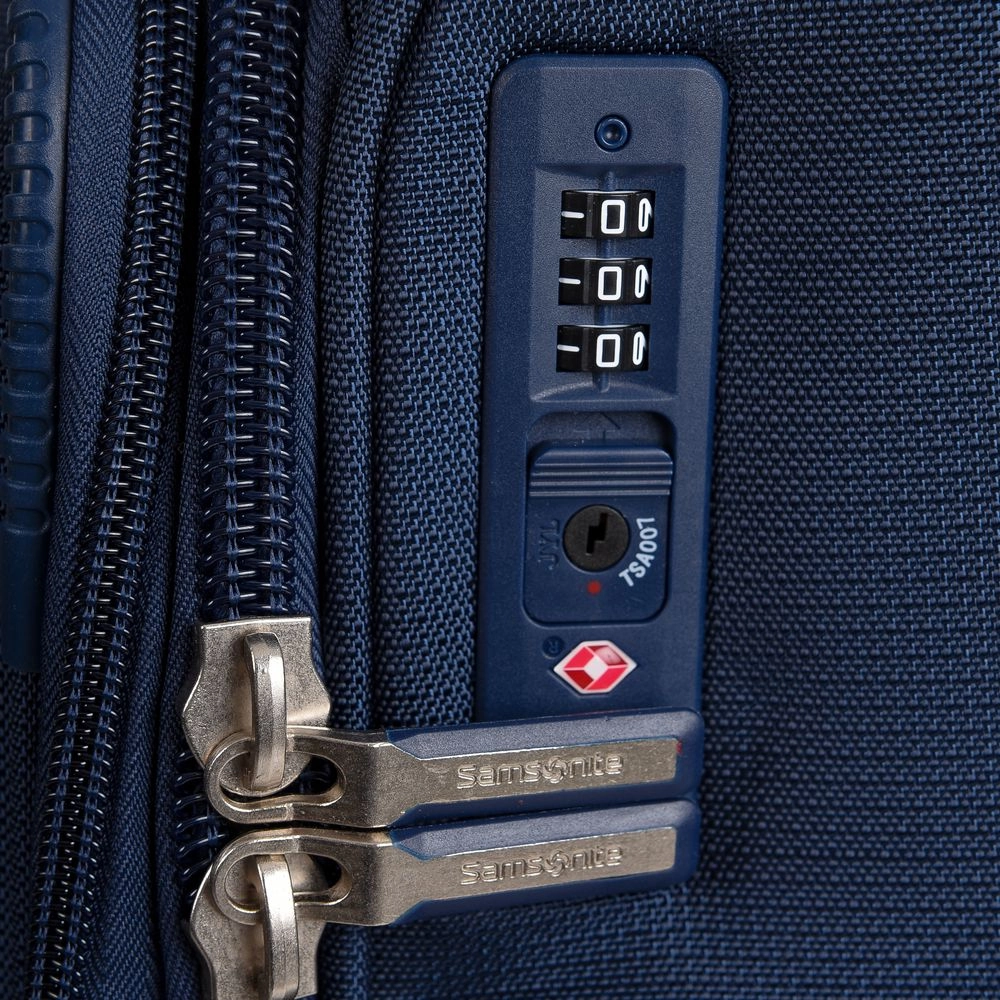 Mala de Viagem Pequena em Poliester Samsonite Kick Air Cadeado Tsa e Rodas Duplas 360 Azul