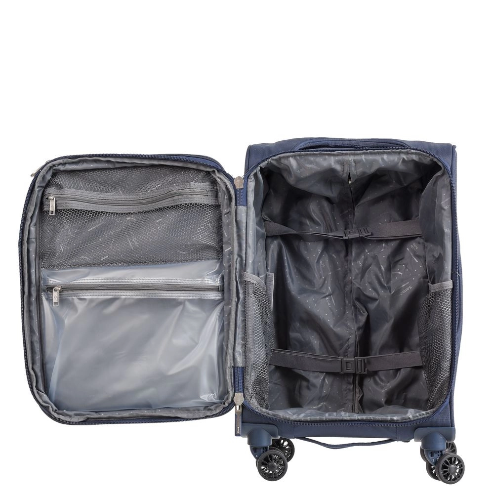 Mala de Viagem Pequena em Poliester Samsonite Kick Air Cadeado Tsa e Rodas Duplas 360 Azul