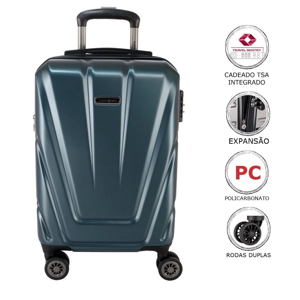 Mala Grande de Viagem Expansível em Policarbonato Samsonite Vegas Cadeado Tsa e Rodas Duplas Verde