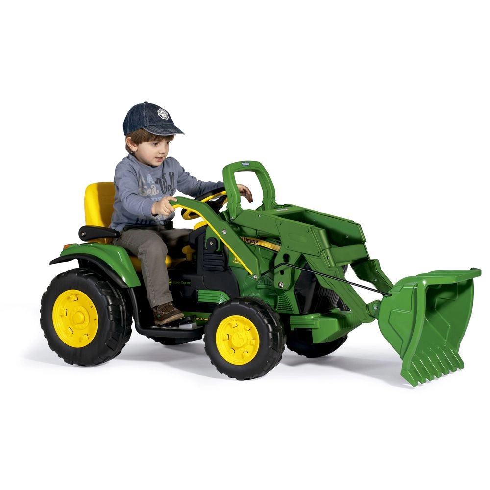 Mini Trator Infantil Elétrico Peg Pérego John Deere Ground Loader 12v Verde e Amarelo 