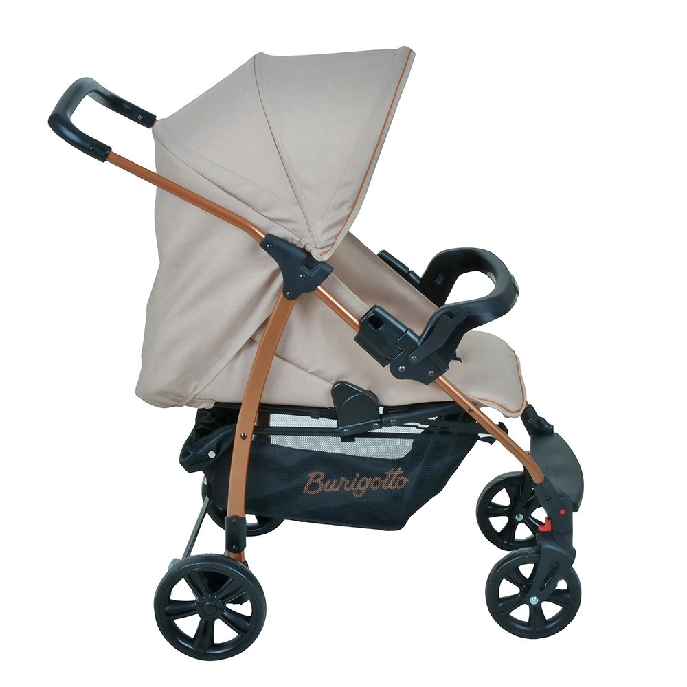 Travel System Burigotto Carrinho de Bebê com Bebê Conforto Ecco + Touring X Mon Amour Bege