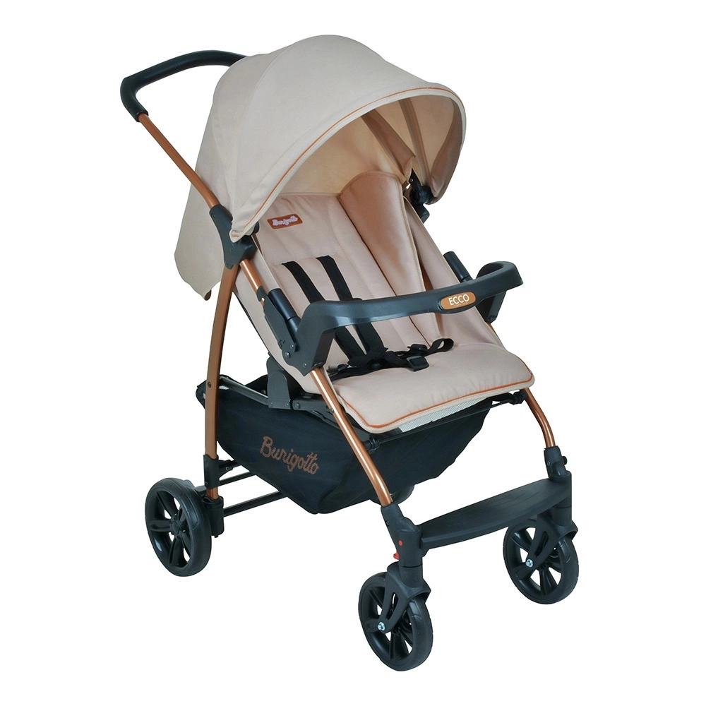 Travel System Burigotto Carrinho de Bebê com Bebê Conforto Ecco + Touring X Mon Amour Bege