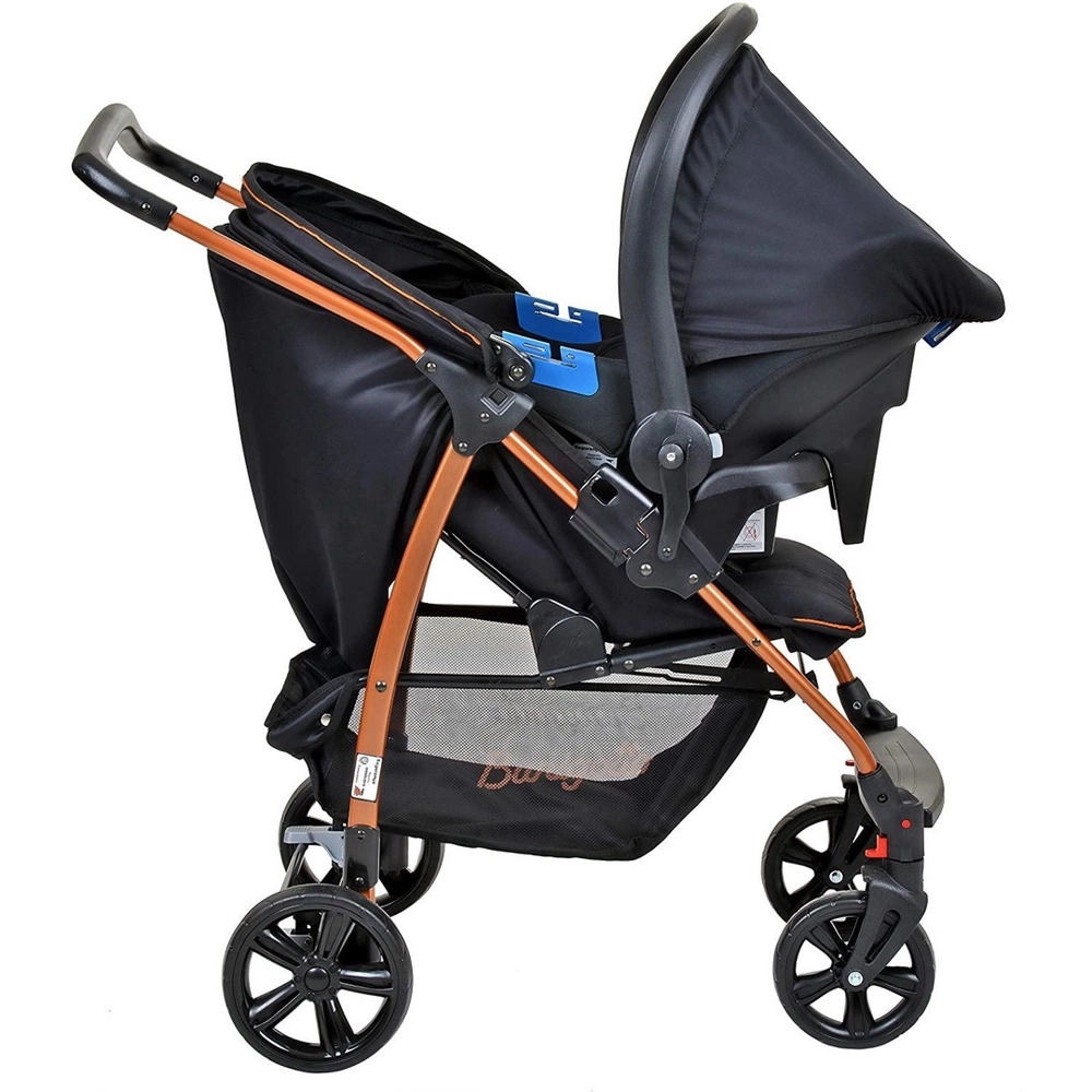 Travel System Burigotto Carrinho de Bebê com Bebê Conforto Ecco + Touring X Preto com Cobre