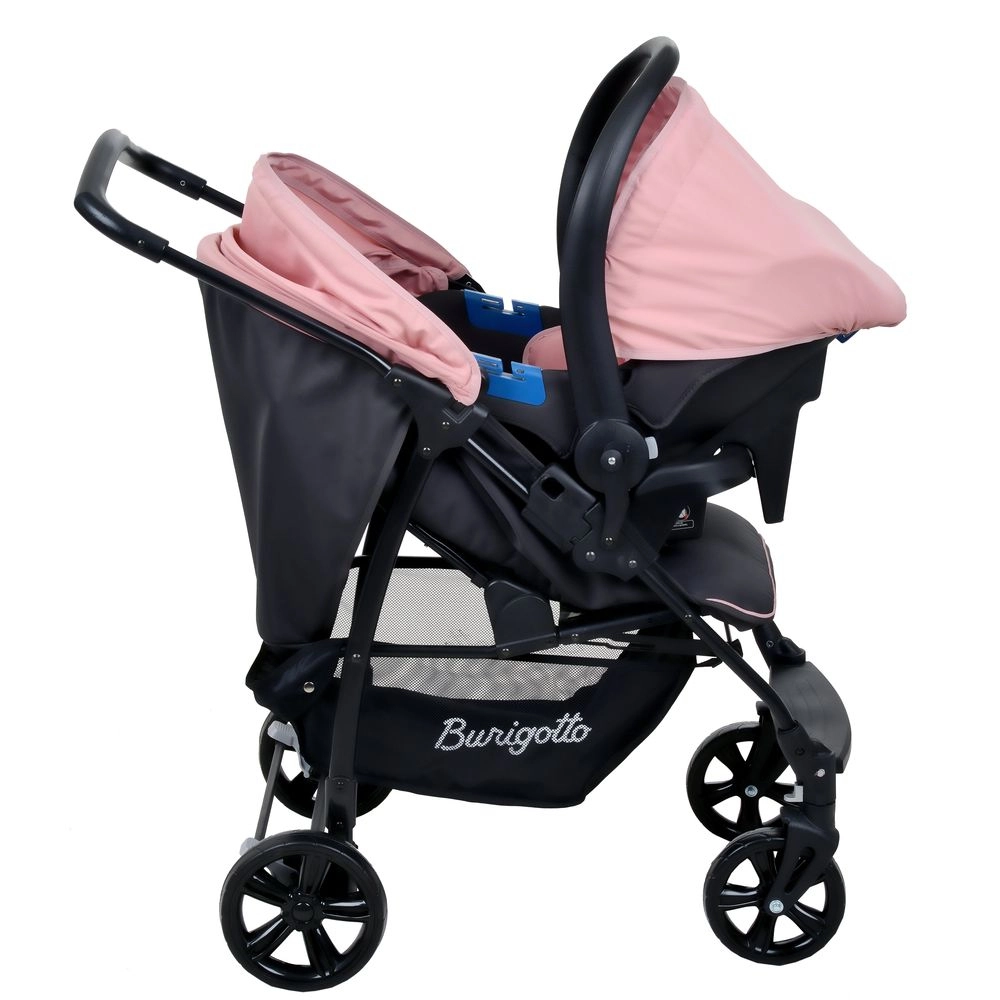 Travel System Burigotto Carrinho de Bebê com Bebê Conforto Ecco + Touring X Rosa