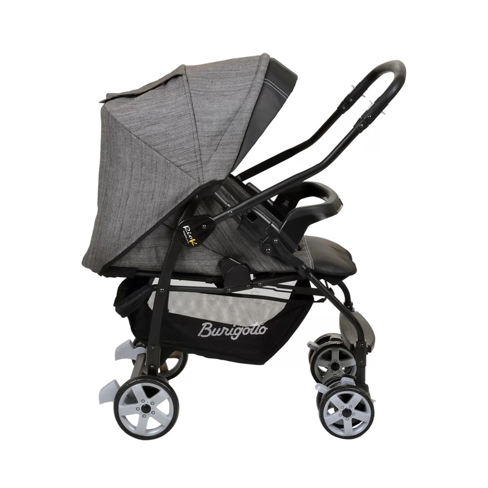 Travel System Burigotto Carrinho de Bebê com Bebê Conforto Rio K + Touring Preto Mescla