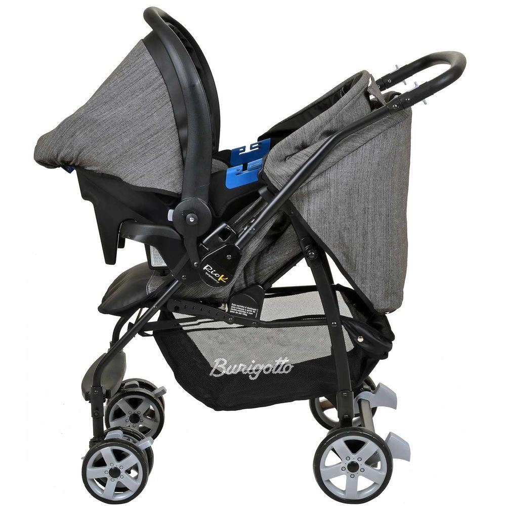Travel System Burigotto Carrinho de Bebê com Bebê Conforto Rio K + Touring Preto Mescla