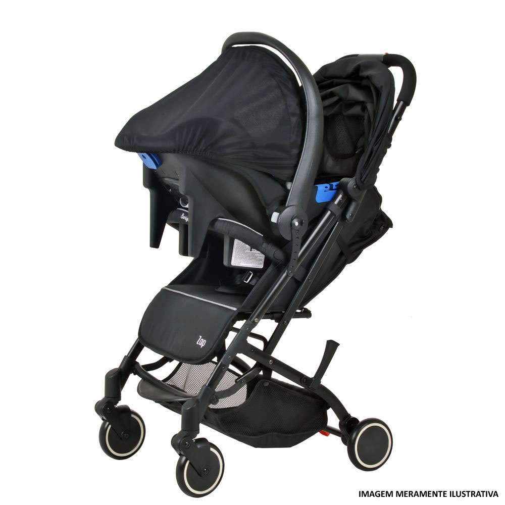 Travel System Burigotto Carrinho de Bebê Zap Preto com Bebê Conforto Touring X Gray Preto com Cinza