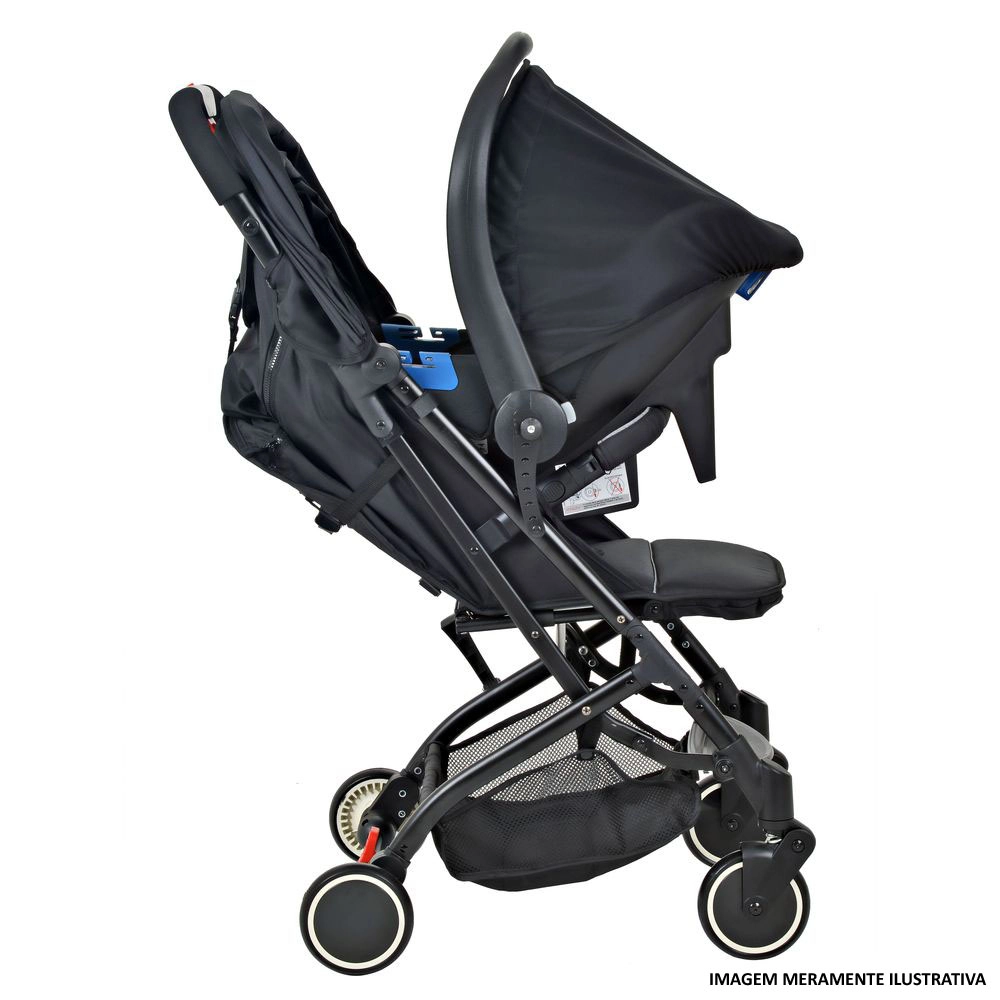 Travel System Burigotto Carrinho de Bebê Zap Preto com Bebê Conforto Touring X Gray Preto com Cinza