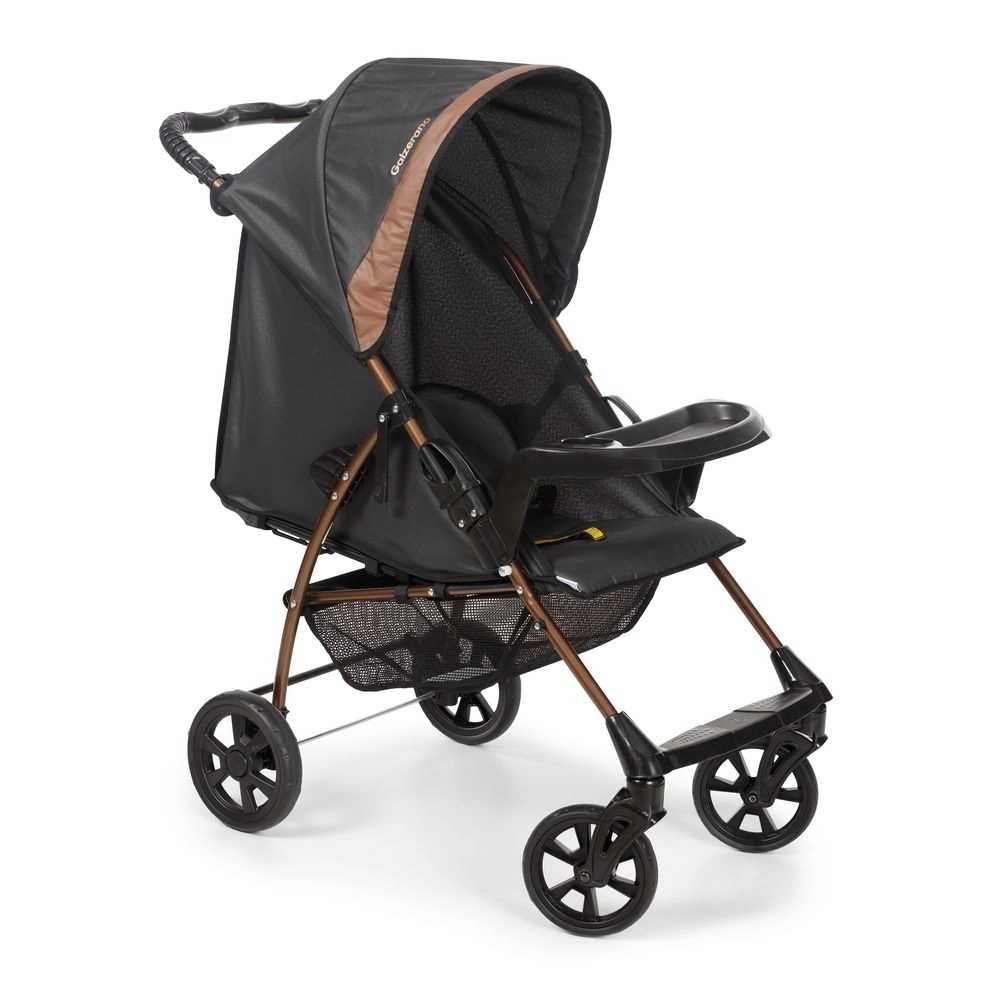 Travel System Galzerano Carrinho de Bebê Romano com Bebê Conforto Cocoon Slim Preto e Cobre